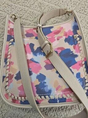Painted Neutral Crossbody Bag in Pink & Blue